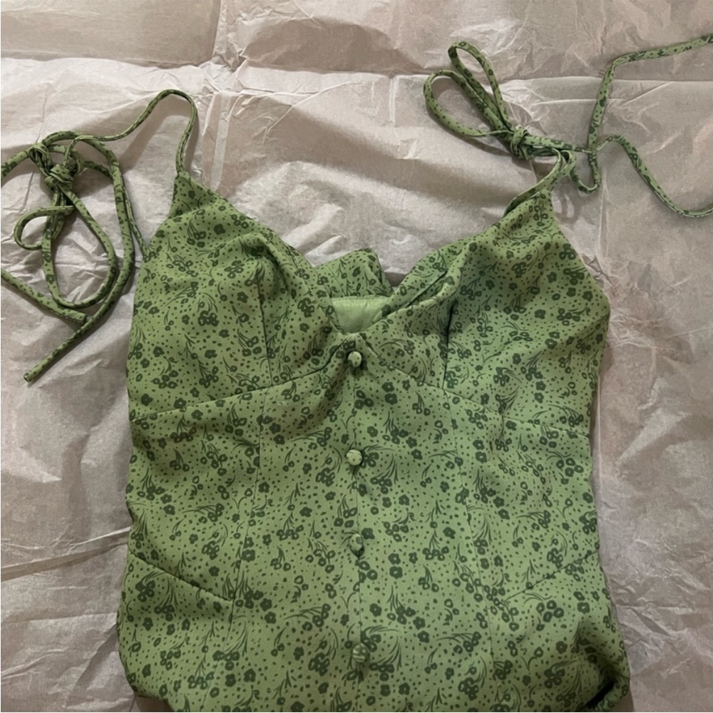 House of CB Mint Green Floral Midi Dress - Picture 2 of 6